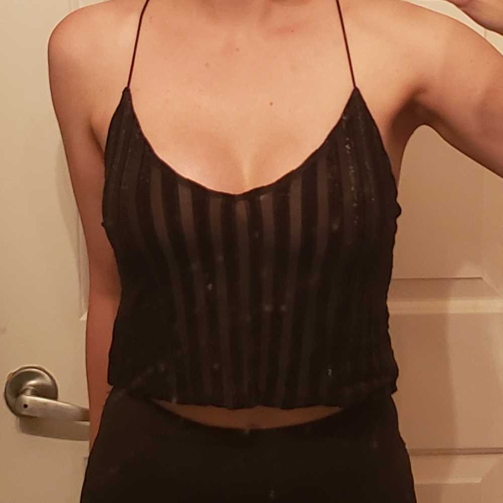 Sheer and glitter crop top